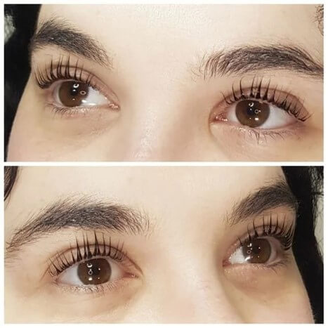 a girl with reversed lashlift